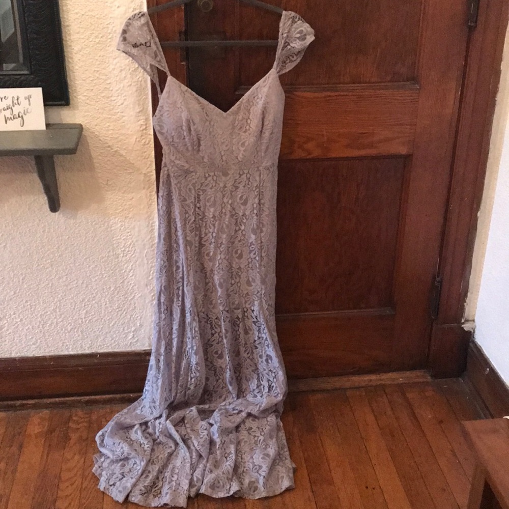 Gray lace formal gown